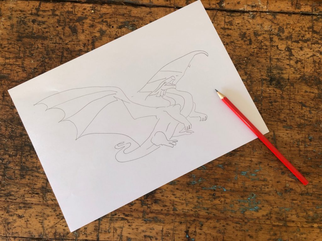 Un disegno di un drago